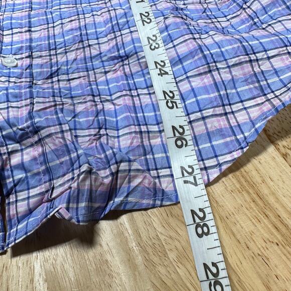 Frank & Eileen NWOT Barry Crinkle Plaid Blue Pink Button Up LS Shirt Size L - Picture 10 of 10